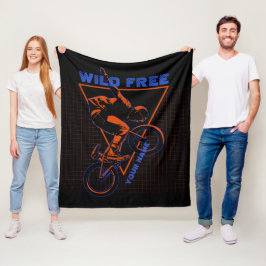 名前の追加文字BMXエクストリームフリースタイルレッドジオメトリック フリースブランケット
