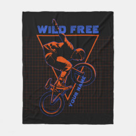 名前の追加文字BMXエクストリームフリースタイルレッドジオメトリック フリースブランケット