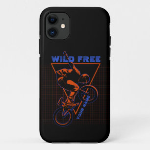 名前の追加文字BMXエクストリームフリースタイルレッドジオメトリック iPhone 11 ケース