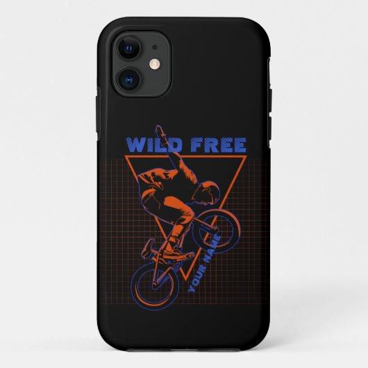 名前の追加文字BMXエクストリームフリースタイルレッドジオメトリック Case-Mate iPhoneケース (裏面)
