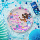 名前の追加文字Mermaid Pink Mave Aquaパーティー ペーパープレート (パーティー)