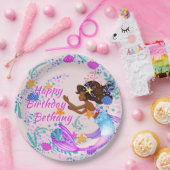 名前の追加文字Mermaid Pink Mave Aquaパーティー ペーパープレート (パーティー)