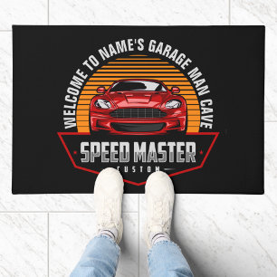 名前の追加文字Red カスタム SPEEDMASTERマッスルカー  ドアマット