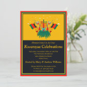 名前の追加日付詳細クワンザキャンドルフラグパーティー 招待状 (スタンド正面)