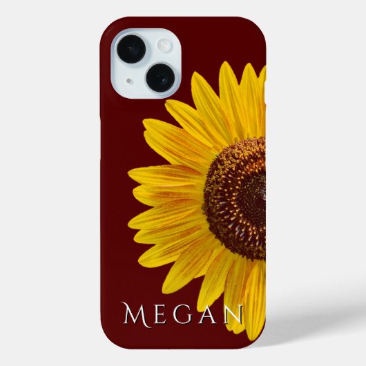 名前の追加深いMaroon Red Close Sunflower Case-Mate iPhoneケース (裏面)