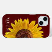 名前の追加深いMaroon Red Close Sunflower Case-Mate iPhoneケース (裏面 (横))