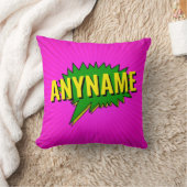 名前の追加漫画ブックスタイル文字ピンクグリーンイエロー クッション (ブランケット)