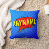 名前の追加漫画ブックスタイル文字ブルーレッドイエロー クッション (ブランケット)