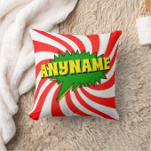 名前の追加漫画ブックスタイル文字黄色の赤の緑Th クッション (ブランケット)