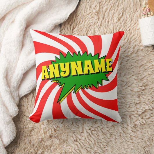 名前の追加漫画ブックスタイル文字黄色の赤の緑Th クッション (ブランケット)