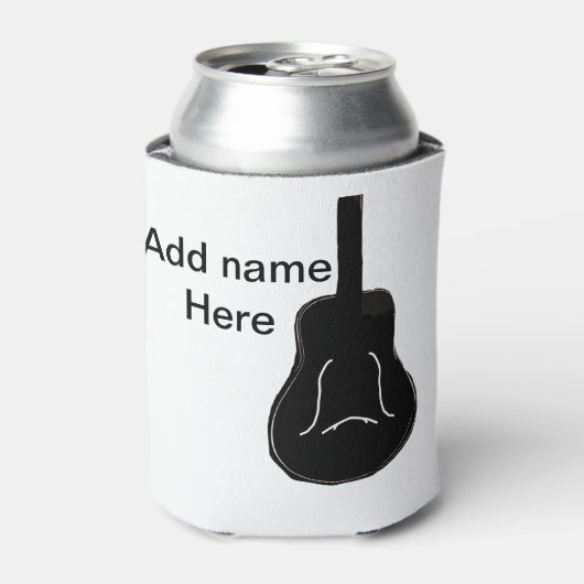名前の追加白黒ギター文字ミュージカルインストール 缶クーラー (缶正面)