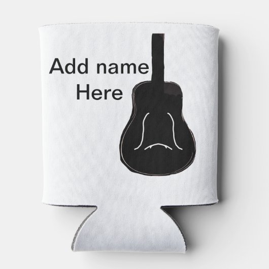 名前の追加白黒ギター文字ミュージカルインストール 缶クーラー (裏面)