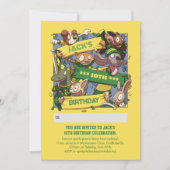 名前の追加誕生日動物ファン黄色と緑 招待状 (正面)