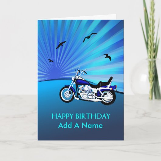 名前の追加誕生日Motorbike Sunset Card カード (正面)