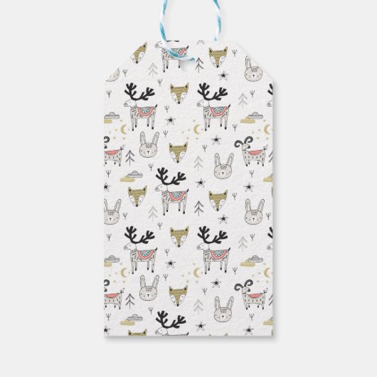 名前の追加 |かわいいウッドランド動物のドードル ギフトタグ (裏面)