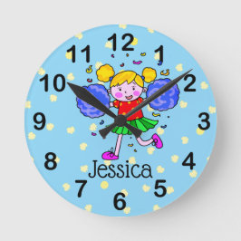 名前の追加 – かわいいチアリーダーの女の子 ラウンド壁時計