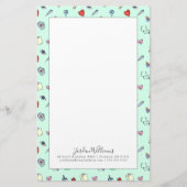 名前の追加 |かわいい医療アイコンのパターン 便箋 (正面)