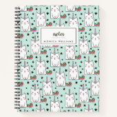 名前の追加 |かわいい手描きユニコーンの猫 ノートブック (正面)