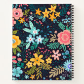 名前の追加 |かわいい花カラフル柄 ノートブック (裏面)