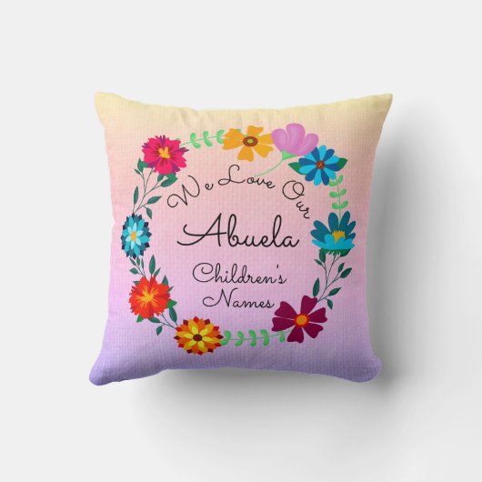 名前の追加、アブエラの変更 – 私たちは私たちの祖母を愛している クッション (裏面)