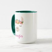 名前の追加 |アルパカ&フラワーパターン マグカップ (正面左)