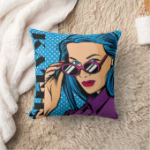 名前の追加 |アーモダントポップ・アートのガール クッション (ブランケット)