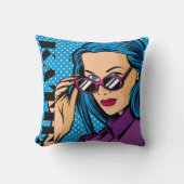 名前の追加 |アーモダントポップ・アートのガール クッション (正面)