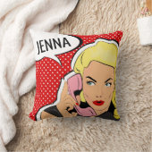 名前の追加 |アーモダントポップ・アートのガール クッション (ブランケット)