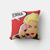 名前の追加 |アーモダントポップ・アートのガール クッション (正面)