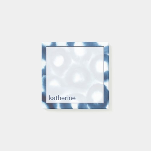 名前の追加 |インディジオ水色プリント円 ポストイット (正面)