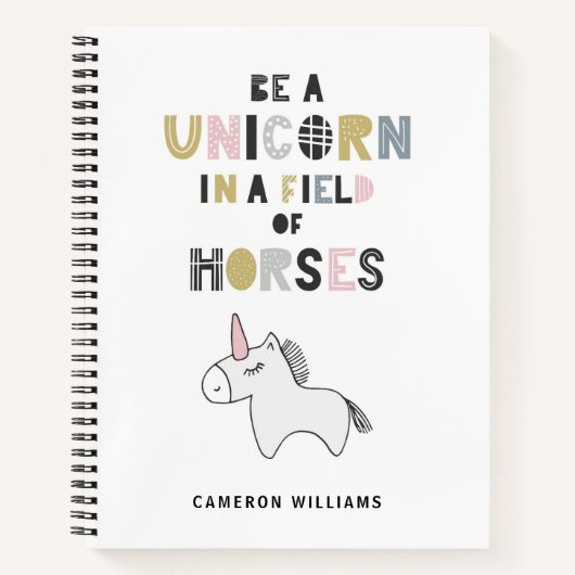 名前の追加 |ウマの畑に一角獣 ノートブック (正面)