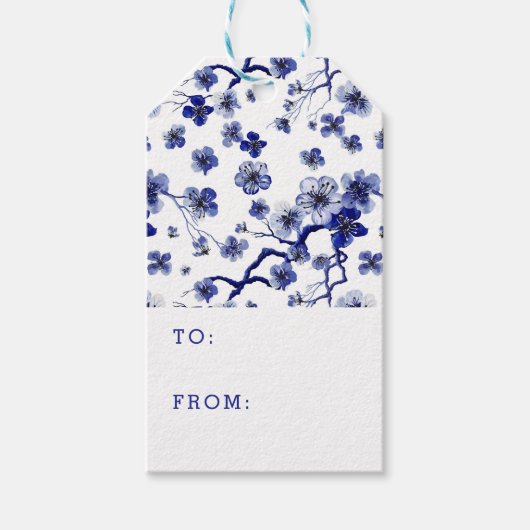 名前の追加 |オリエンタル桜ブランチパターン ギフトタグ (正面)