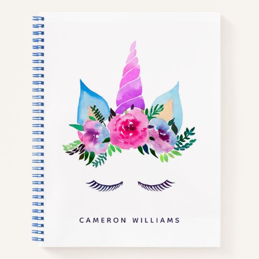 名前の追加 |カワイトマジカルユニコーン顔 ノートブック (正面)