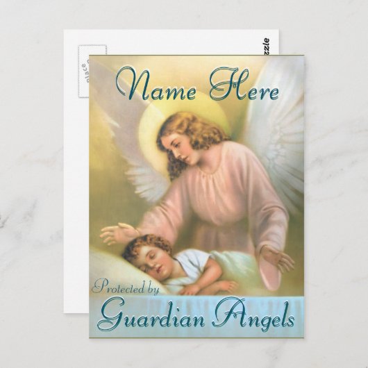 名前の追加 |ガーディアンエンジェル(子ども付き) ポストカード (正面/裏面)