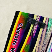 名前の追加、クレヨンスケッチカラフルサンセット ビーチタオル (インサイチュ)