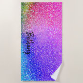 名前の追加、グラデーション付きピンクス&ブルースビーチタオル ビーチタオル (正面)