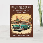 名前の追加、グリーンクラシック車のバレンタインデー カード (正面)