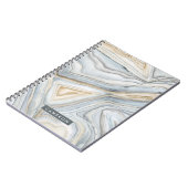 名前の追加 |グレーマーブル抽象デザイン ノートブック (左側)