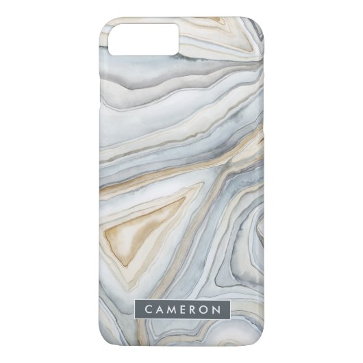 名前の追加 |グレーマーブル抽象デザイン Case-Mate iPhoneケース (裏面)