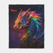 名前の追加,ゴールデンレッド虹色ドラゴン フリースブランケット (正面)