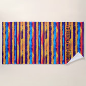 名前の追加、サウスウェストHobreトライバルストライプ ビーチタオル (正面)
