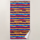 名前の追加、サウスウェストHobreトライバルストライプ ビーチタオル (正面)