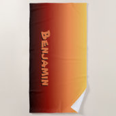 名前の追加、サンセットカラーグラデーション ビーチタオル (正面)