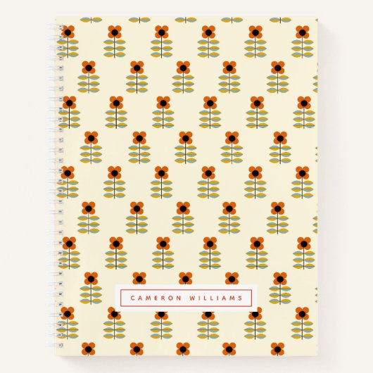 名前の追加 |スカンジナビアオレンジフローラ ノートブック (正面)