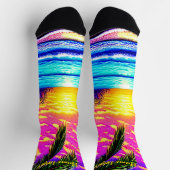 名前の追加、スタイル設定されたビーチサンセット（パームツリー付き） ソックス (上部)