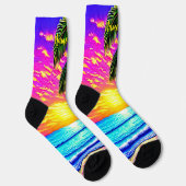 名前の追加、スタイル設定されたビーチサンセット（パームツリー付き） ソックス (右)