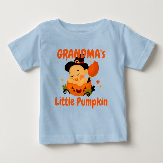 名前の追加/タイトルおじいちゃんの祖母の小さなかぼちゃの ベビーTシャツ (正面)
