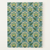 名前の追加 |ティール（緑がかった色）と黄色の花柄 プランナー手帳 (裏面)