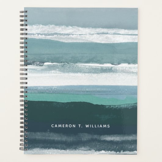 名前の追加 |ティール（緑がかった色）海 プランナー手帳 (正面)