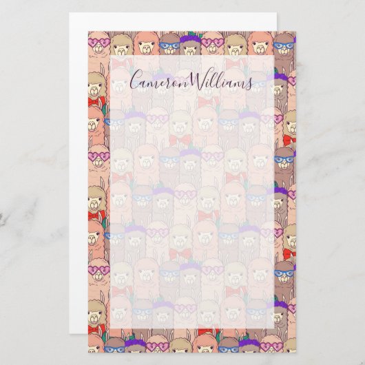 名前の追加|トレンディードレスラマ模様 便箋 (正面/裏面)